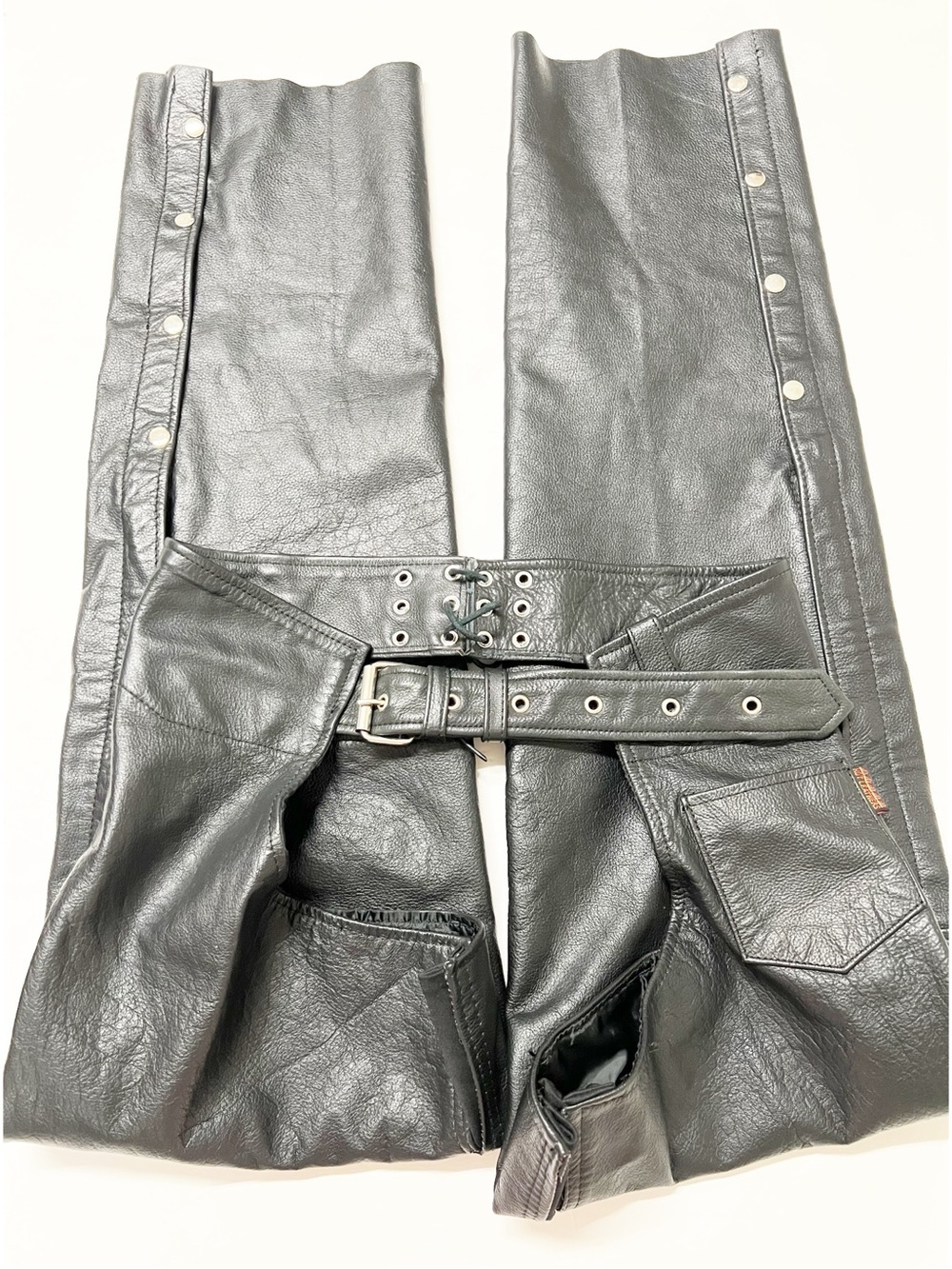 Hot Leathers Unisex CHM1005 Black Motorcycle Biker Fully Lined Leather Chaps XL - Picture 11 of 14